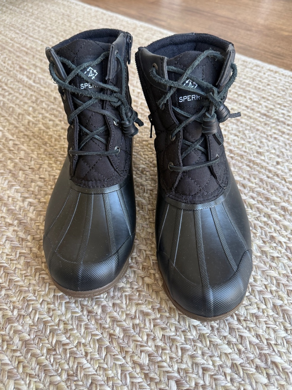 Sperry Black Quilted Duck Boots Size 8